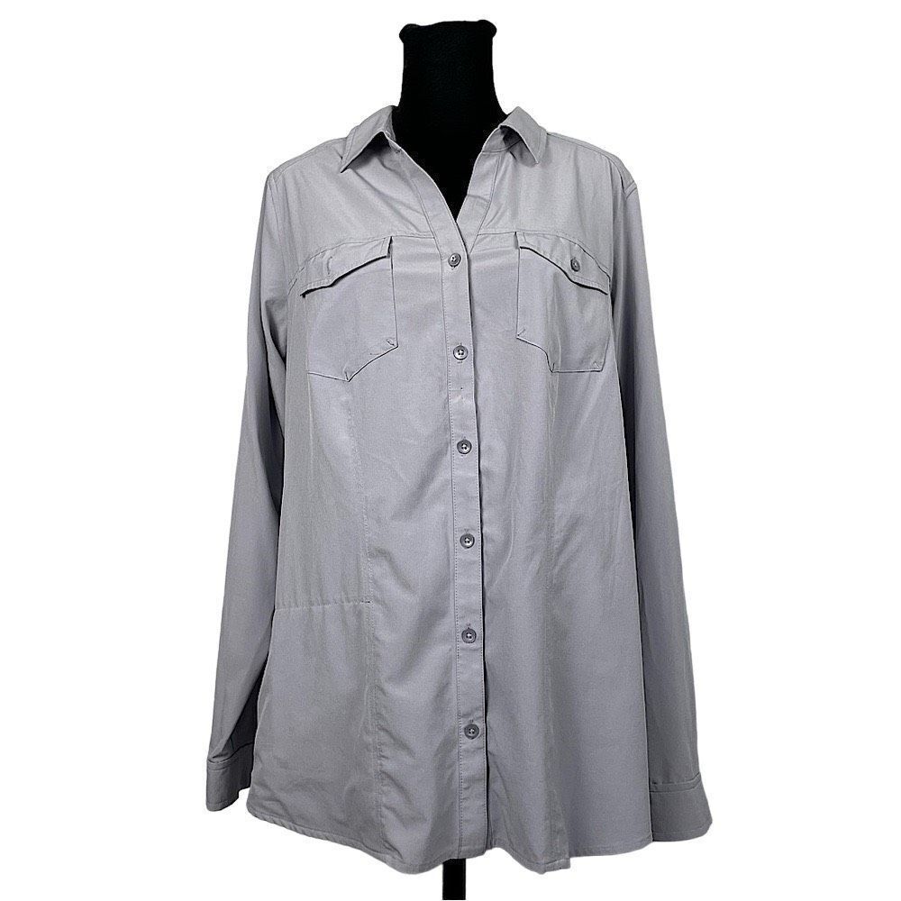 Exofficio Gray Long Sleeve Button‎ Up Lightweight Shirt - Women’s XL